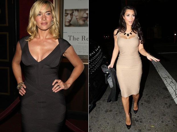 kate winslet i kim kardashian u haljinama herve leger by max azria