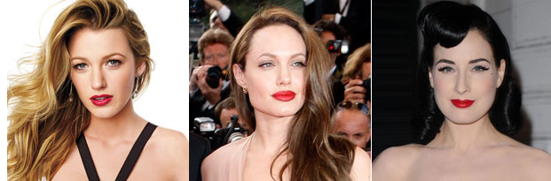 crveni ruž - blake lively, angelina jolie i dita von teese